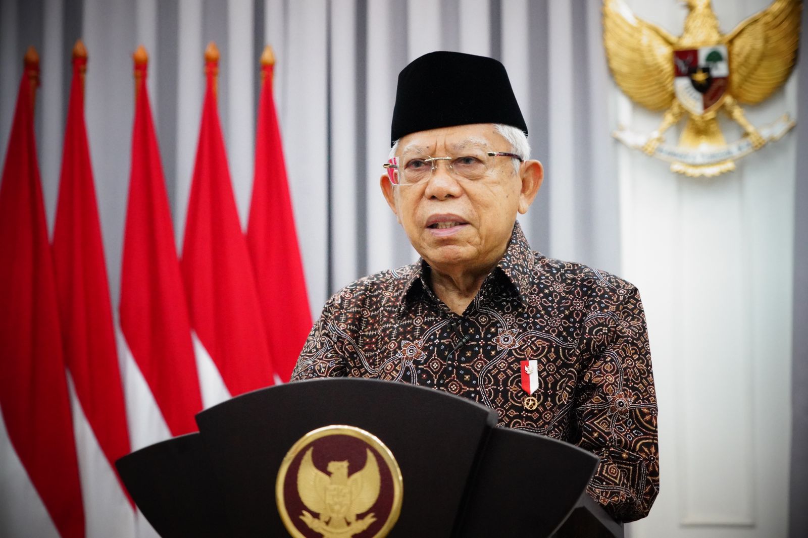 Wakil Presiden Ma’ruf Amin saat membuka G20 Labour And Employment Ministers’ Meeting, secara virtual, Rabu (14/9).