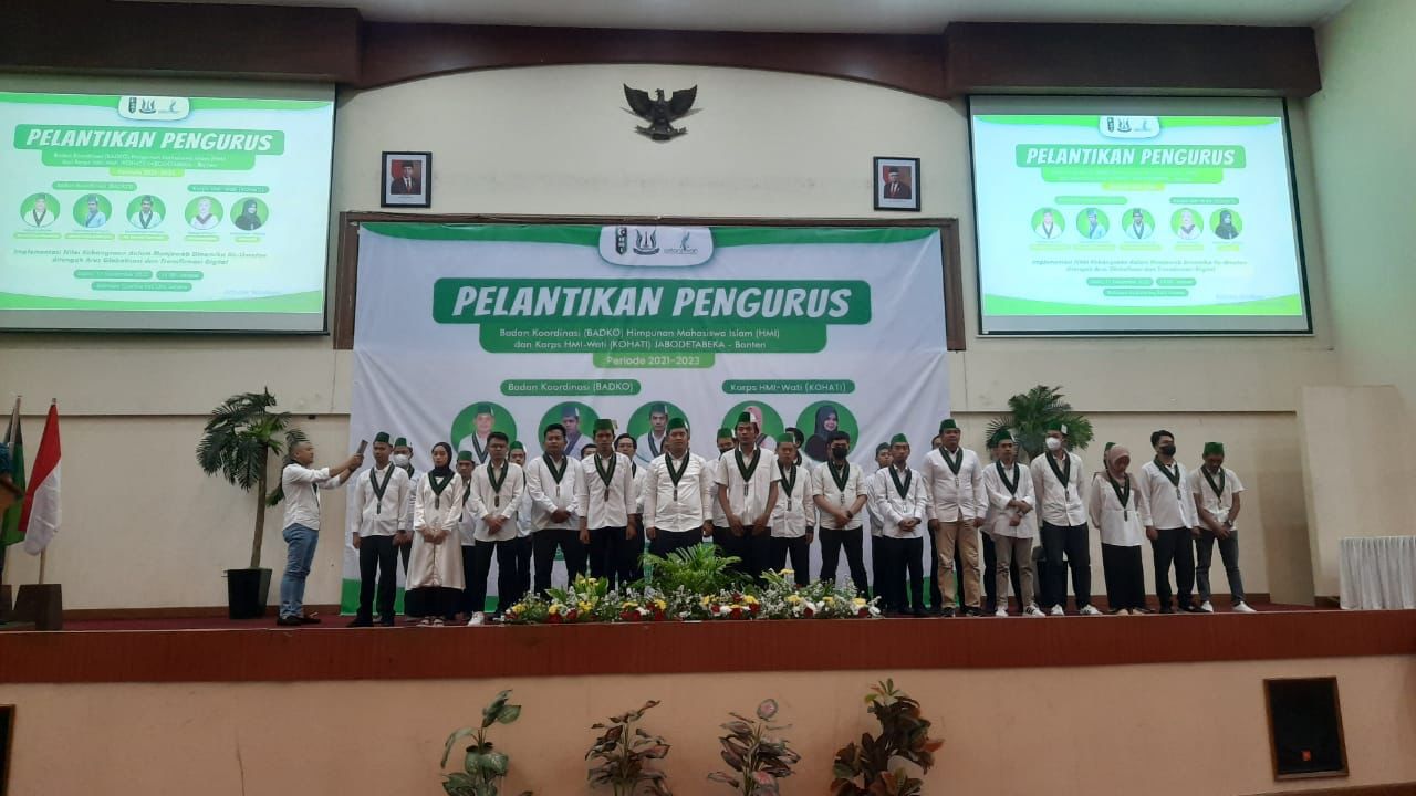 Pelantikan Pengurus Badan Koordinasi (Badko) Himpunan Mahasiswa Islam (HMI) Jabodetabeka-Banten, Sabtu, 17 September 2022.