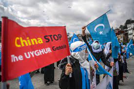 Unjuk rasa aktivis kemanusiaan menentang pemusnahan etnis Uighur oleh pemerintah Tiongkok yang dilakukan sistematis.