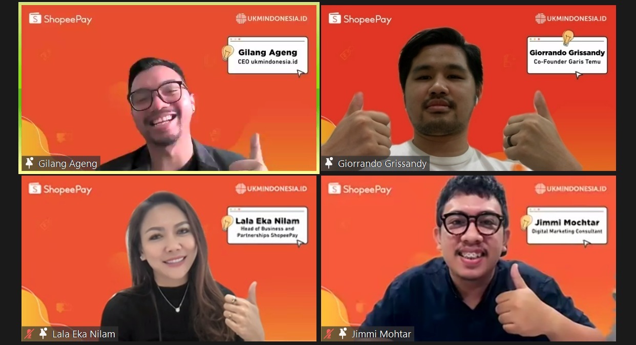 pelatihan gratis ketiga ini yang ditujukan untuk pelaku UMKM yang digelar ShopeePay bersama ukmindonesia.id, Sabtu (10/9),.