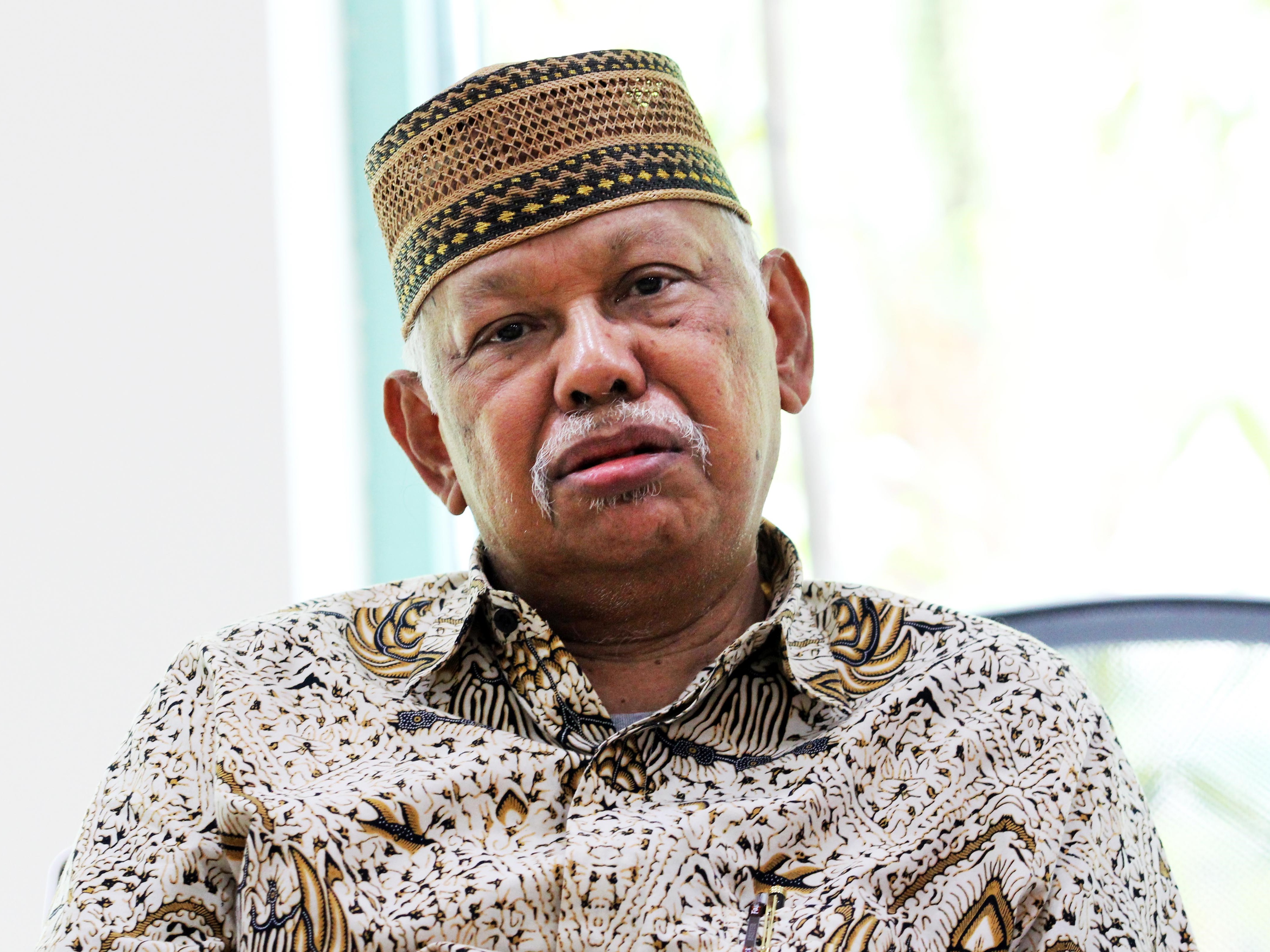 Ketua Dewan Pers 2022-2025 Azyumardi Azra saat berkunjung ke kantor Media Group Network, Kedoya, Jakarta Barat, Senin (20/6/2022).