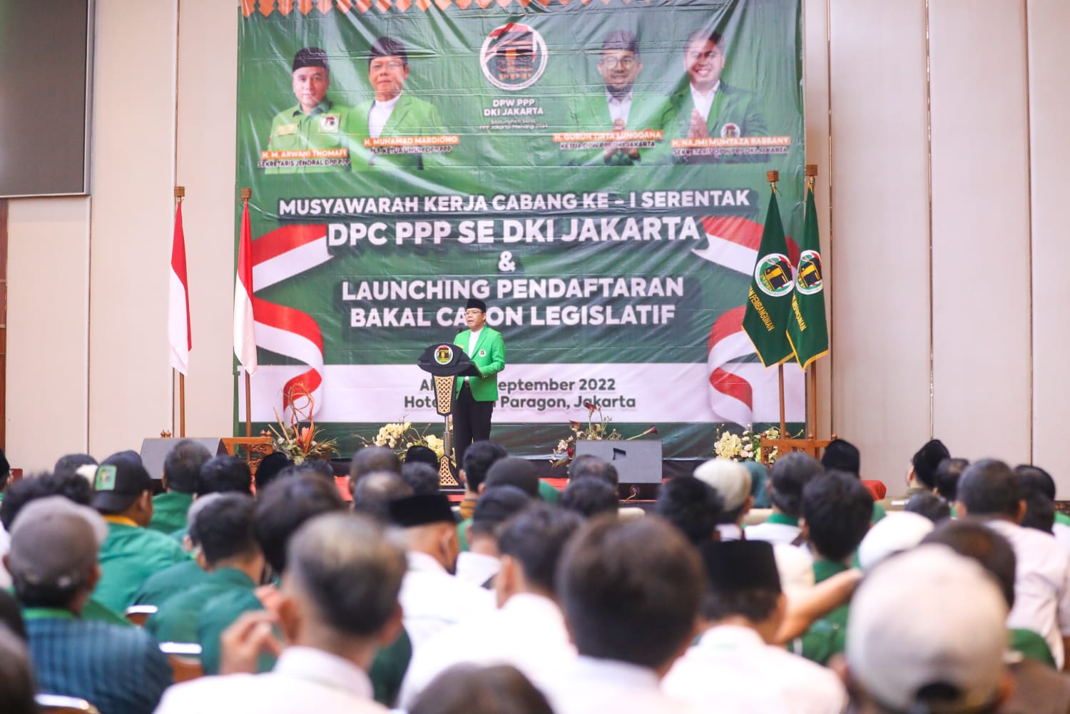 Plt Ketua Umum PPP Muhammad Mardiono membuka Mukercab se-DKI Jakarta, Minggu (25/9)