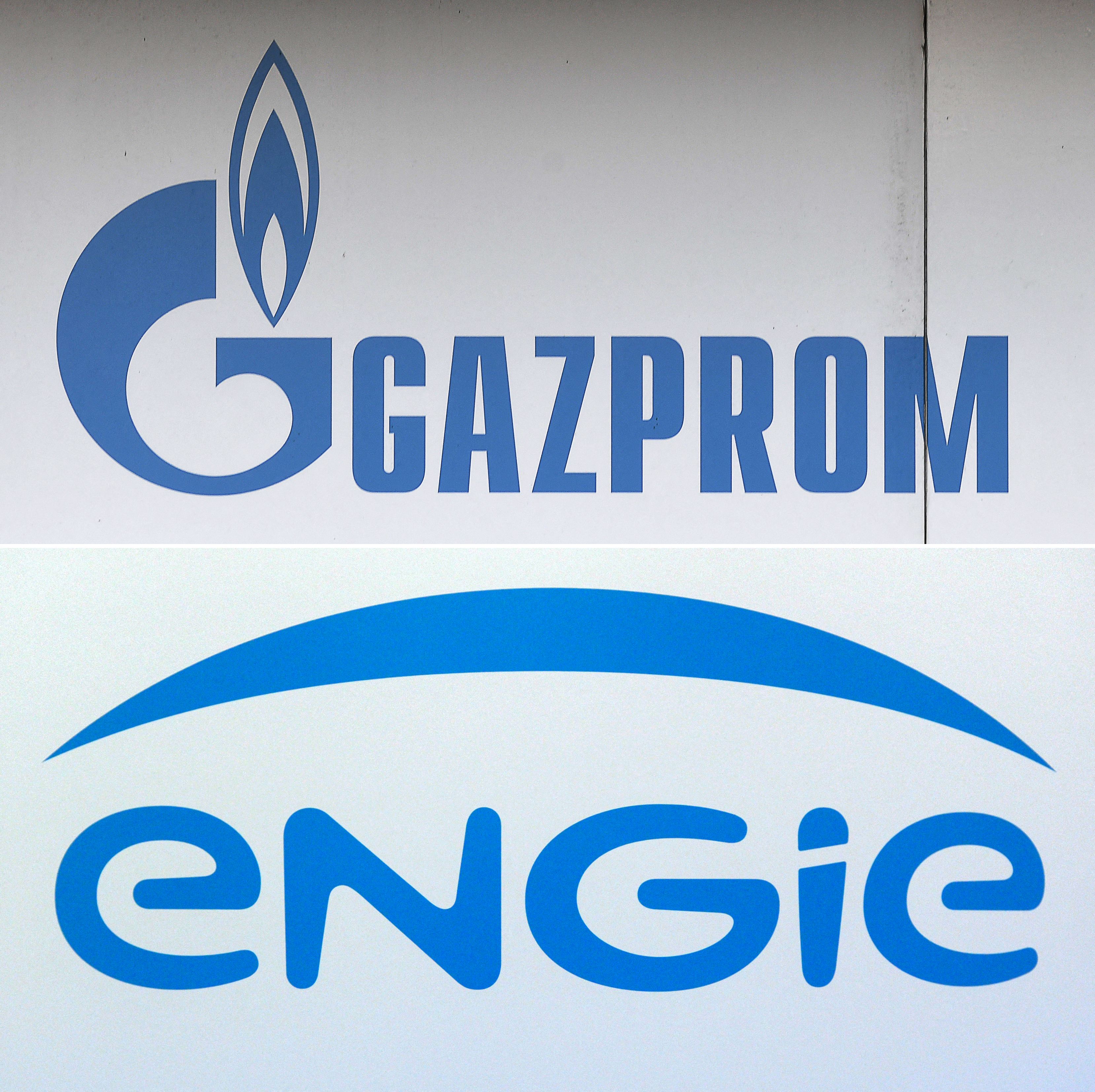 Loga perusahaan energi Gazprom milik Rusia.