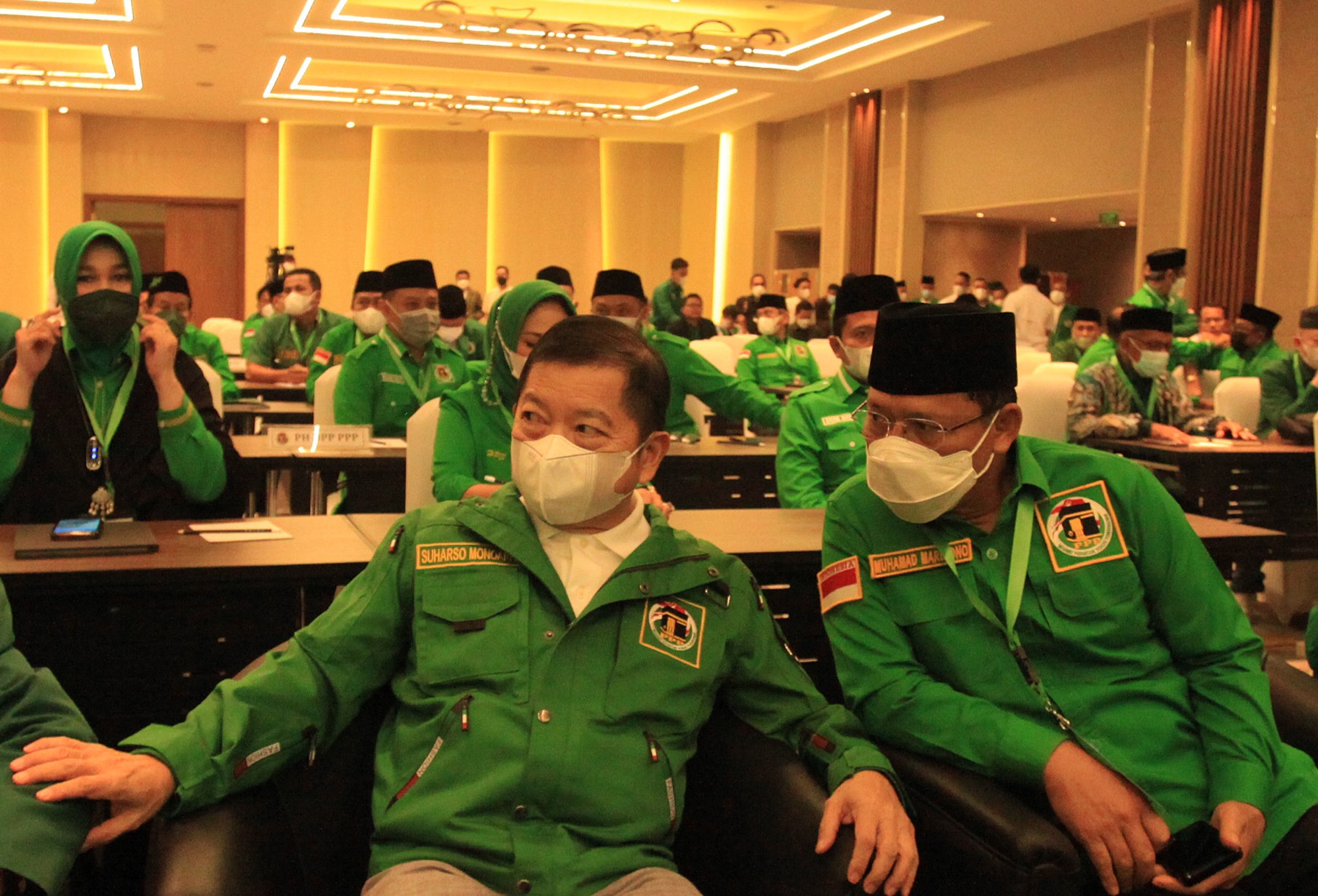 Mantan Ketua Umum DPP Partai Persatuan Pembangunan (PPP) Suharso Monoarfa bersama Plt Ketum DPP PPP M. Mardiono