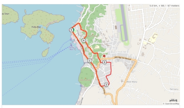 Peta rute lomba lari IFG Labuan Bajo Marathon 2022.