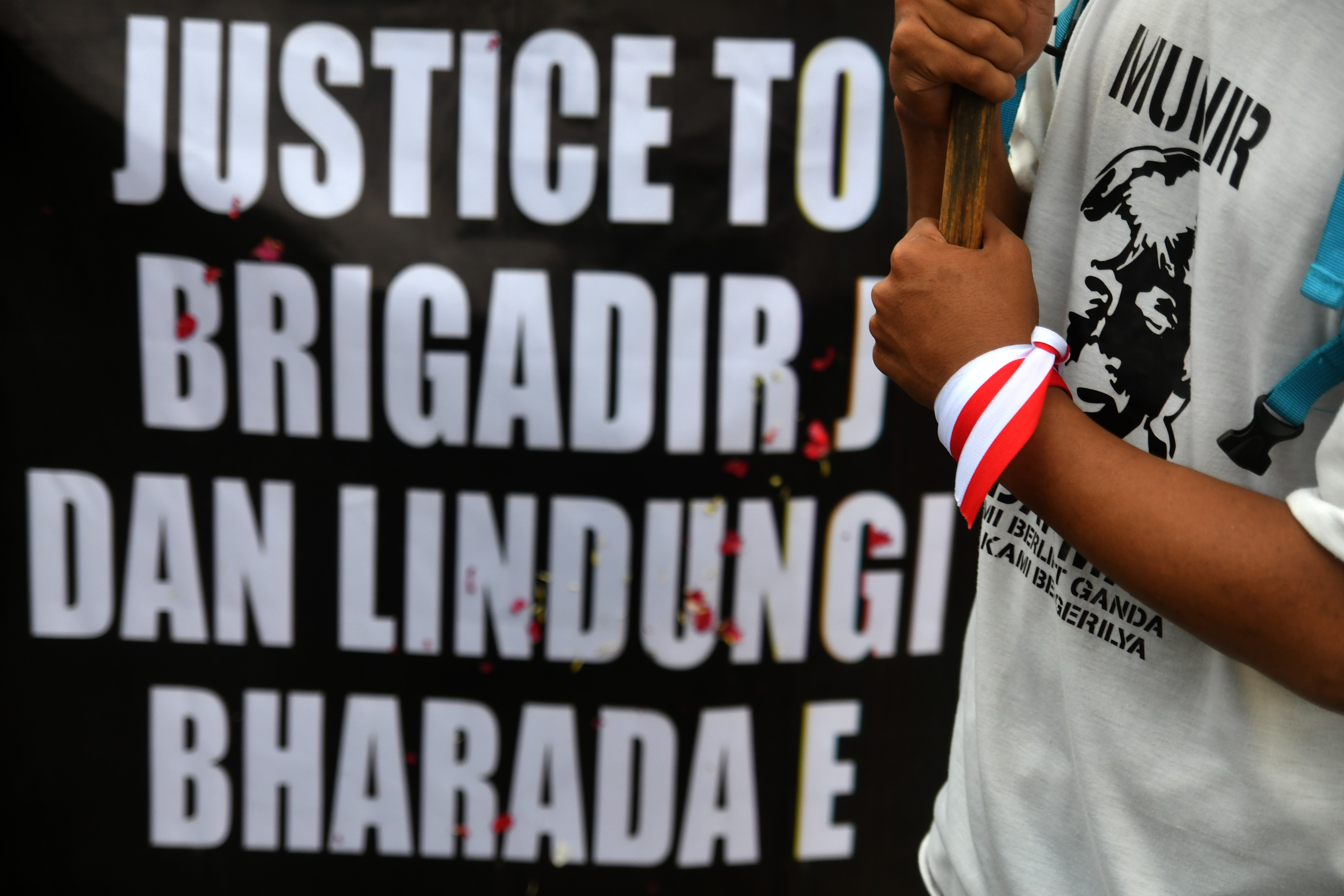 Aksi damai untuk keadilan Brigadir J di Tugu Kujang, Kota Bogor, Jawa Barat.