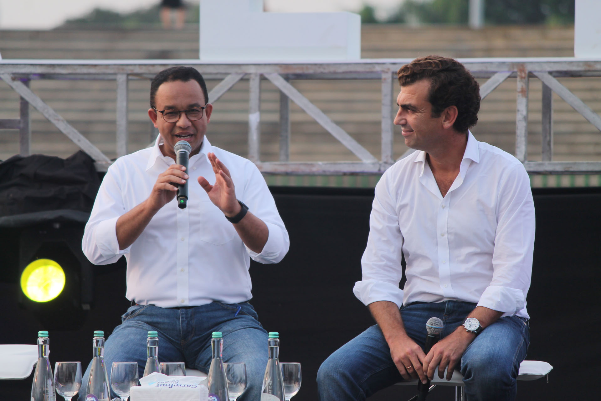 Gubernur DKI Jakarta saat konferensi pers penyelengaraan Formula E di Jakarta pada 20 September 2019.