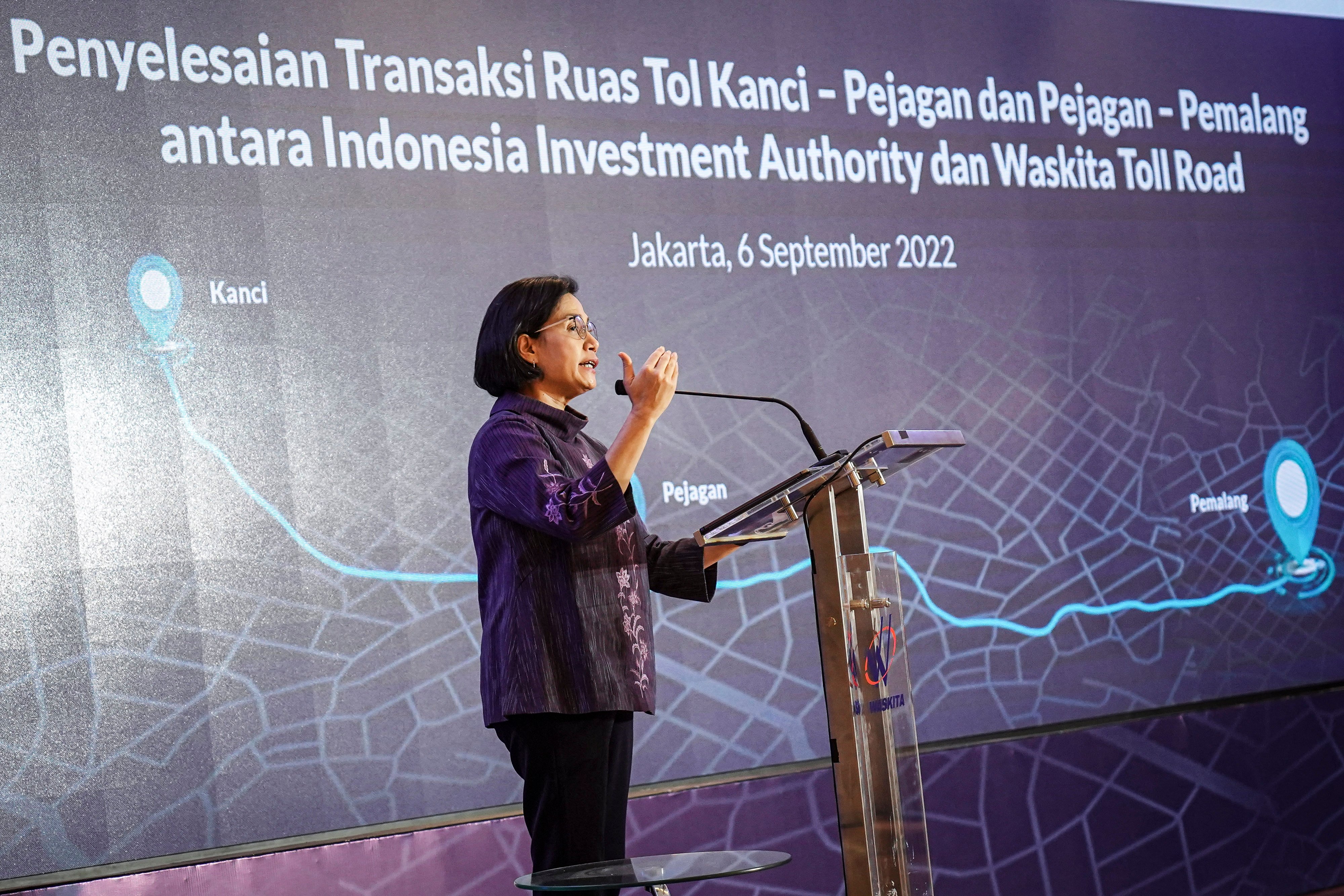 Menteri Keuangan Sri Mulyani saat menyampaikan sambutan.