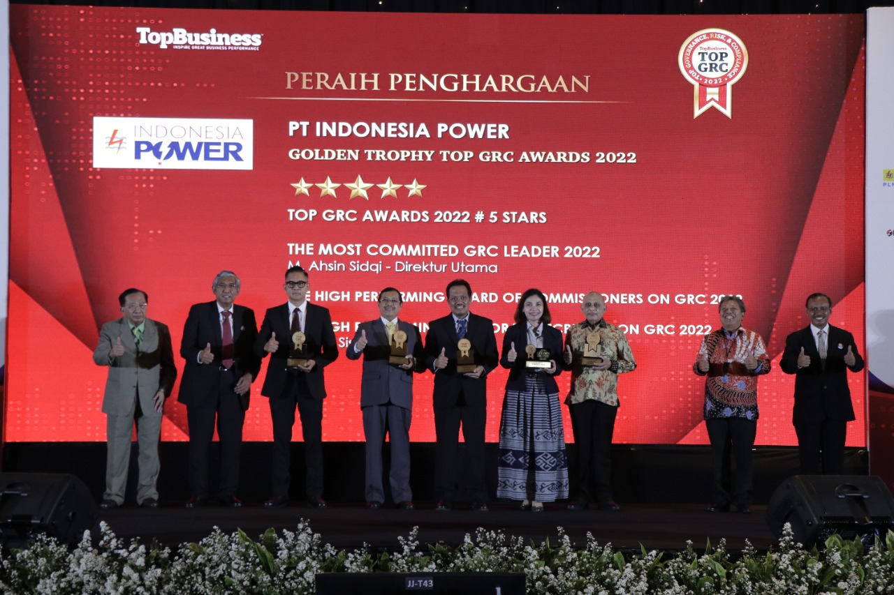 PT Indonesia Power meraih Golden Trophy Top GRC Awards 2022, Selasa (6/9) di Hotel Raffles, Jakarta. 