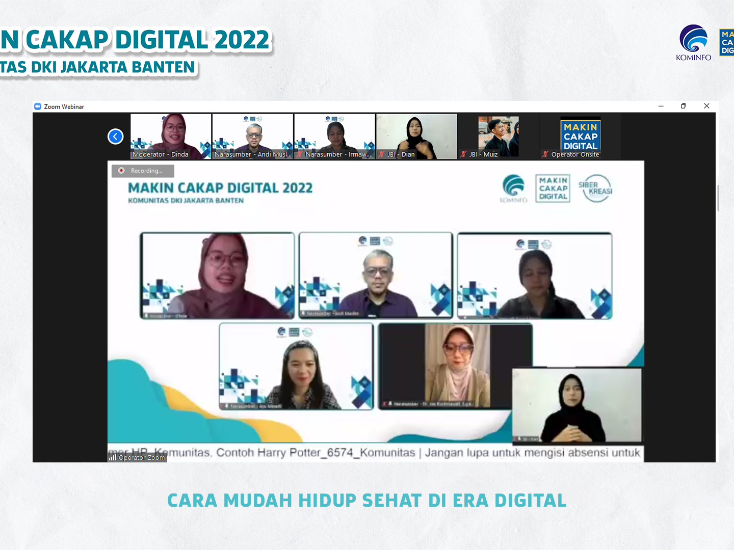 Webinar tentang Cara Mudah Hidup Sehat di Era Digital.