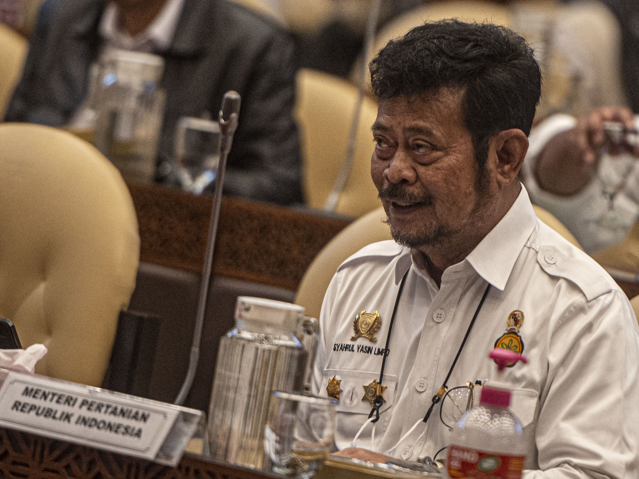 Mentan Syahrul Yasin Limpo mengikuti rapat kerja bersama Komisi IV DPR di Kompleks Parlemen, Senayan, Jakarta, Rabu (21/9/2022).