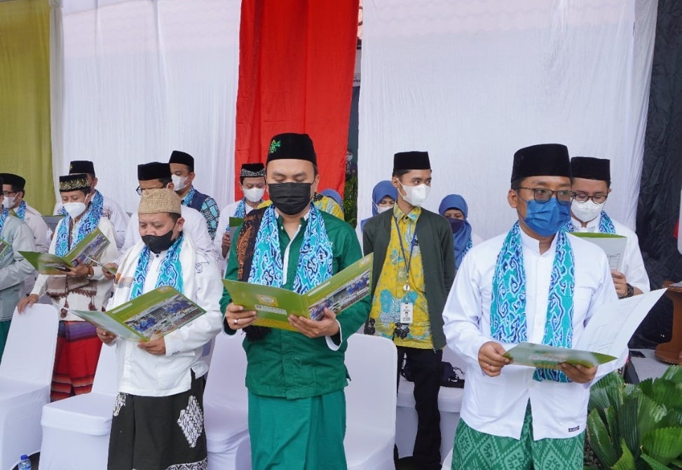 Acara peringatan Hari Santri Nasional 2022 di Pesantren Al Hamidiyah, Depok, Jawa Barat.