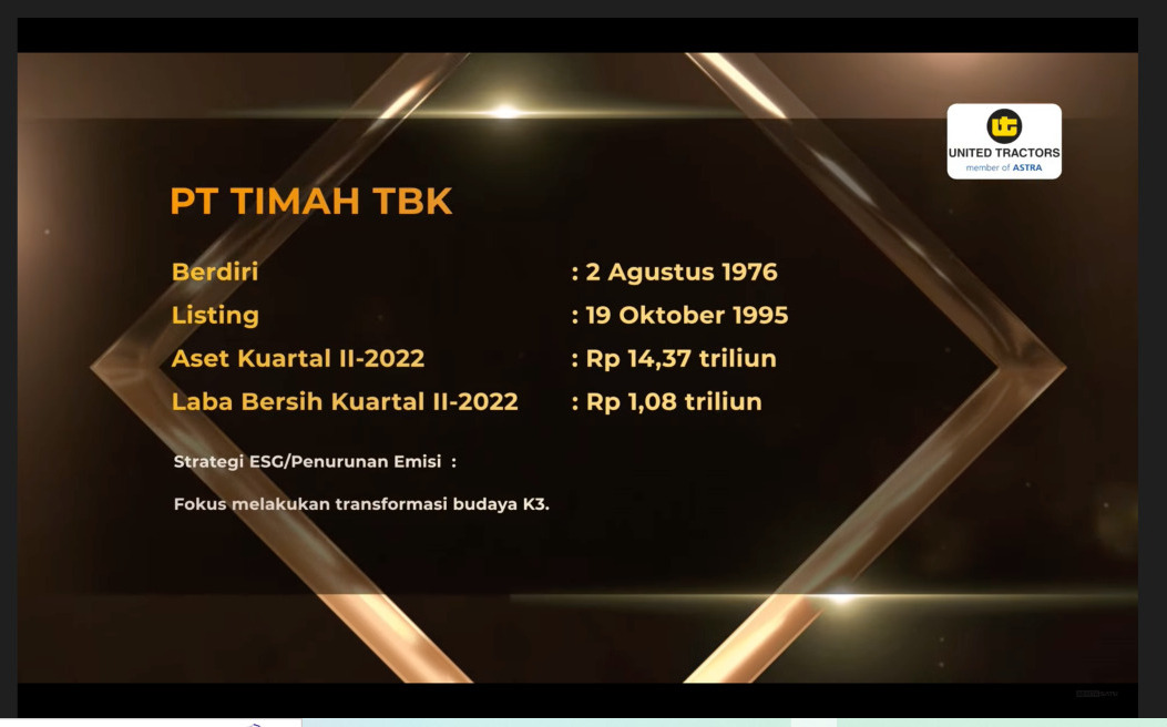PT Timah Tbk Raih Penghargaan ESG Disclosure Awards 2022