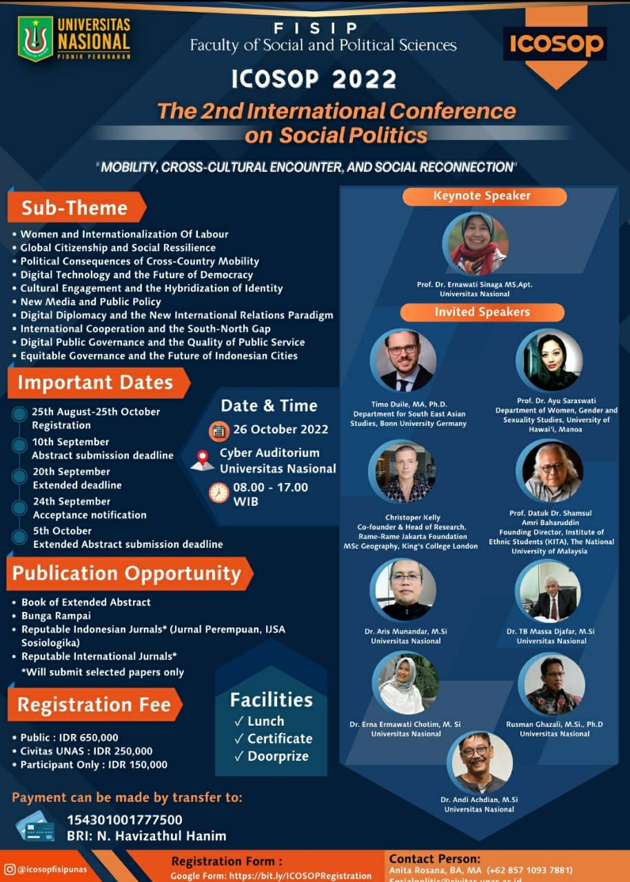 Poster kegiatan  2nd International Conference on Social and Political (2nd ICOSOP) 