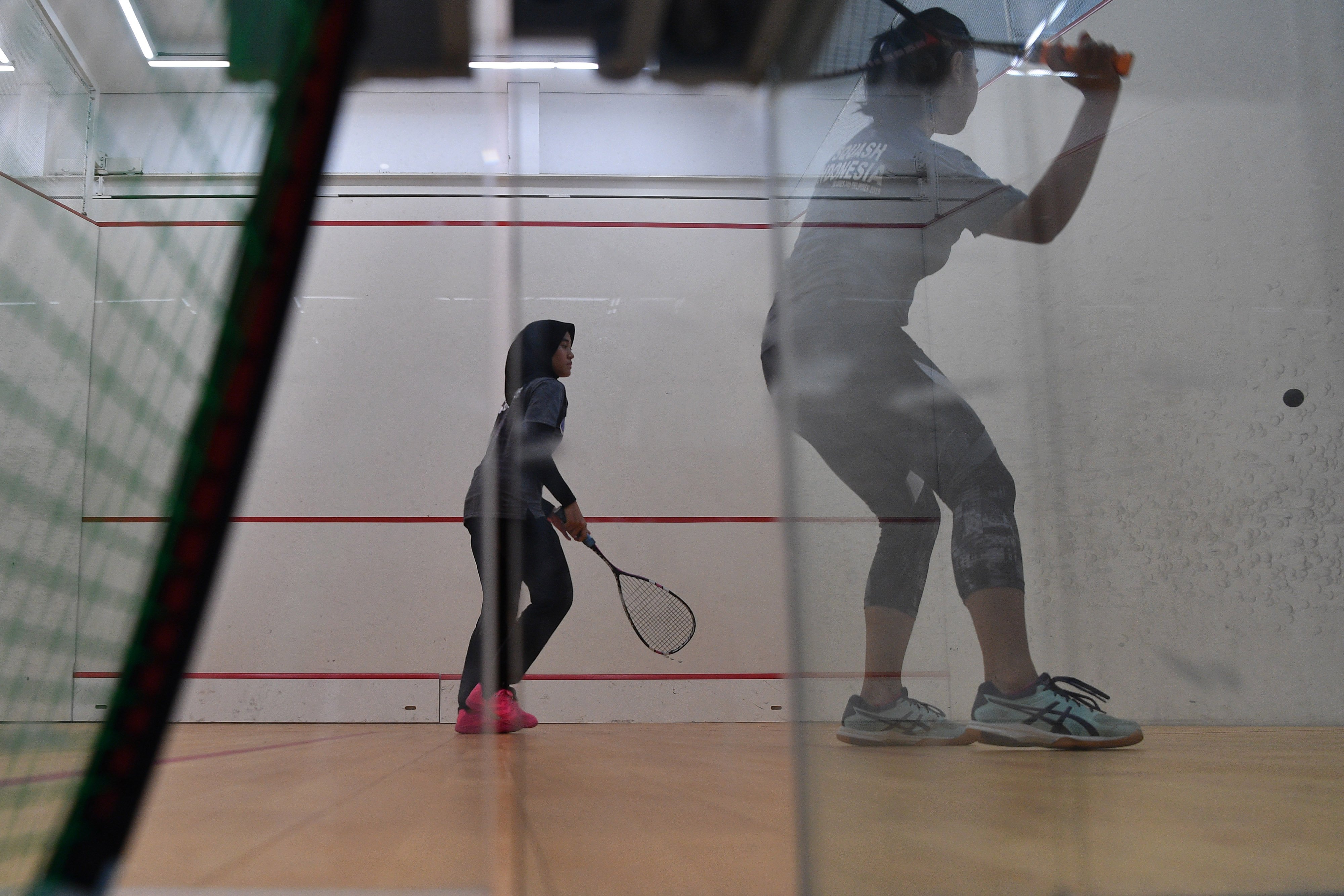 Potret pemain timnas squash saat menjalani pelatnas.