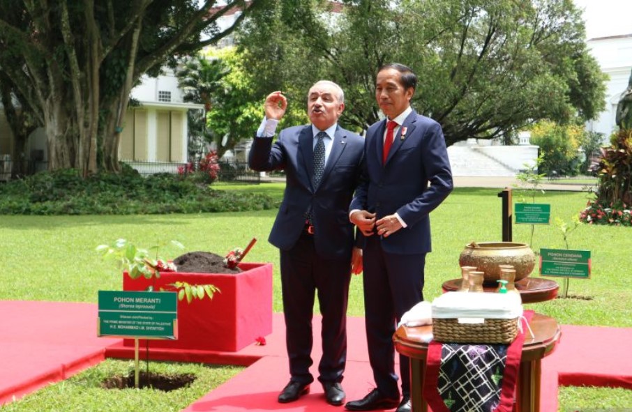 Presiden Joko Widodo menerima kunjungan kenegaraan Perdana Menteri Palestina Mohammad IM Shtayyeh di Istana Kepresidenan Bogor, Jawa Barat.