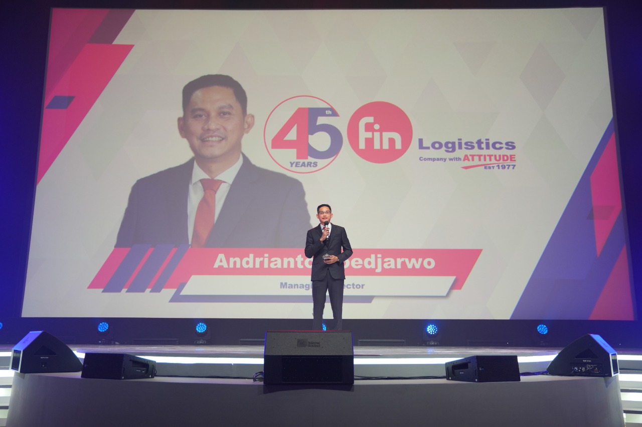 Managing Director FIN Logistics Andrianto Soedjarwo saat perayaan HUT ke-45 FIN di Jakarta.