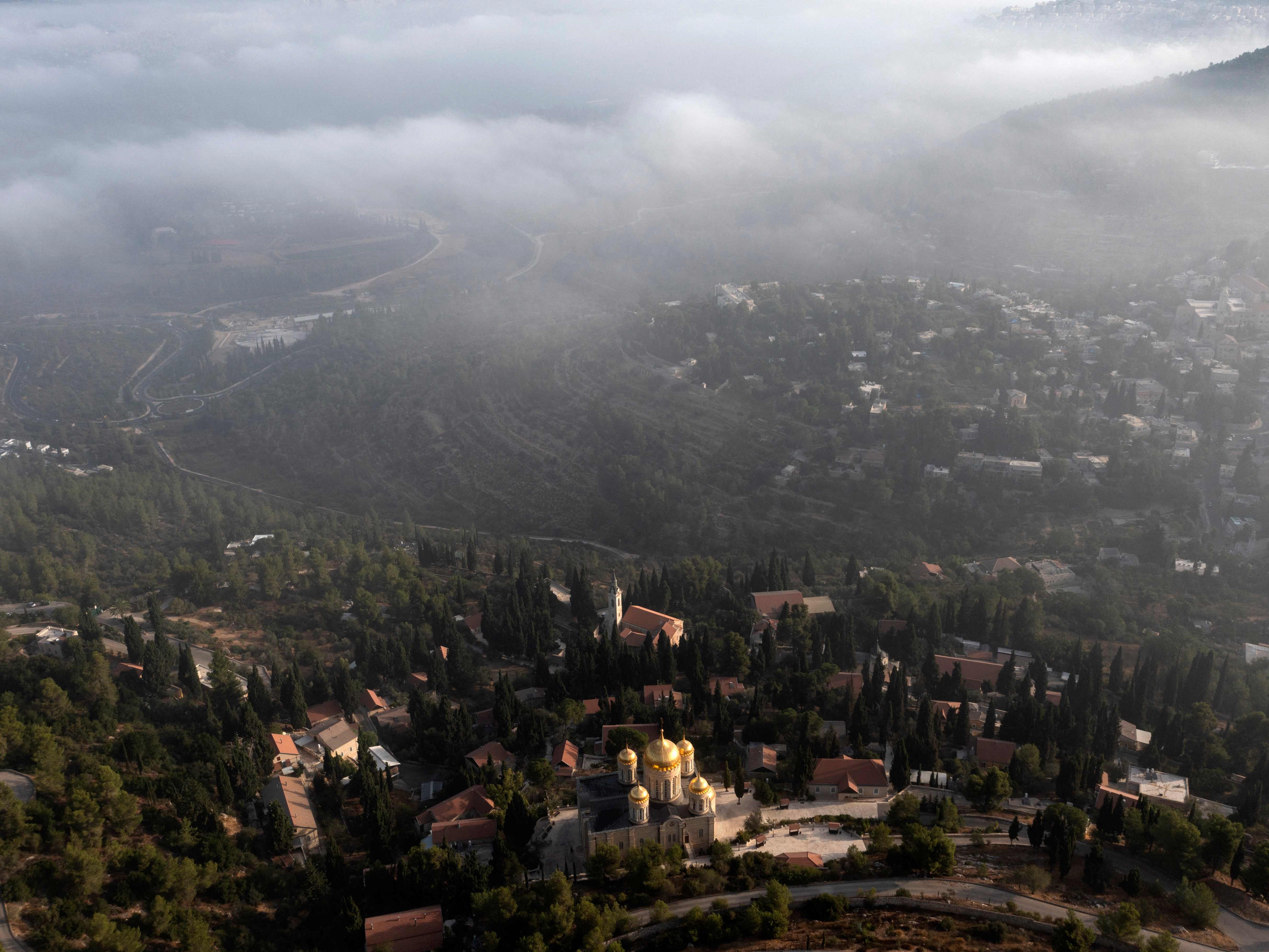 Gambar yang diambil pada 30 Agustus 2022 menunjukkan Gereja Biara Gornensky Rusia di lingkungan Ein Karem Jerusalem.