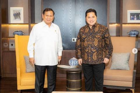 Menhan Prabowo Subianto dan Menteri BUMN Erick Thohir