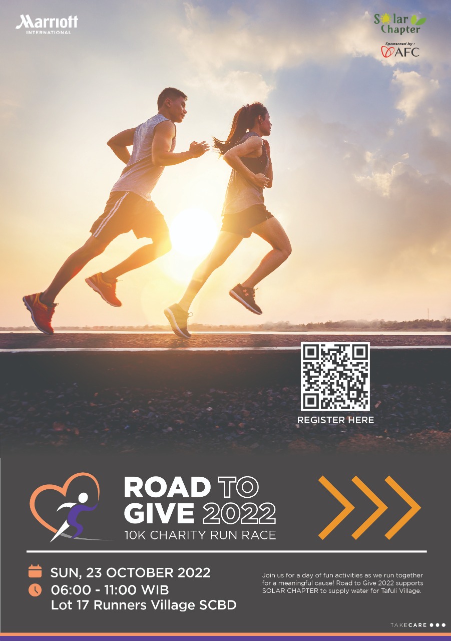 Marriott International di Indonesia dengan bangga mengumumkan ajang lari tahunan yang bertajuk Road to Give 2022.