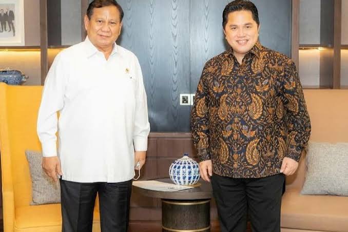 Menhan Prabowo Subianto dan Menteri BUMN Erick Thohir