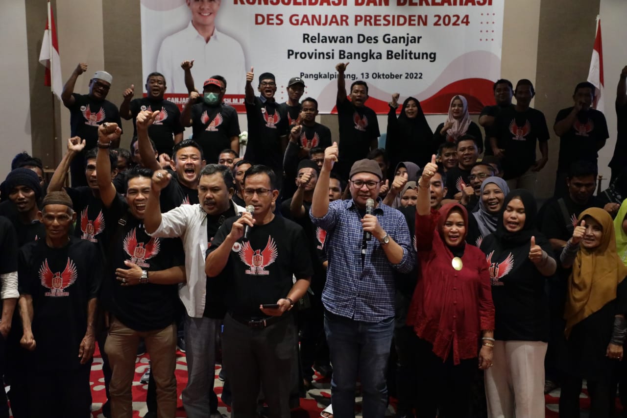 Relawan Desa untuk Ganjar atau Des Ganjar Provinsi Kepulauan Bangka Belitung menyatakan dukungannya agar Ganjar menjadi presiden, Kamis (13/