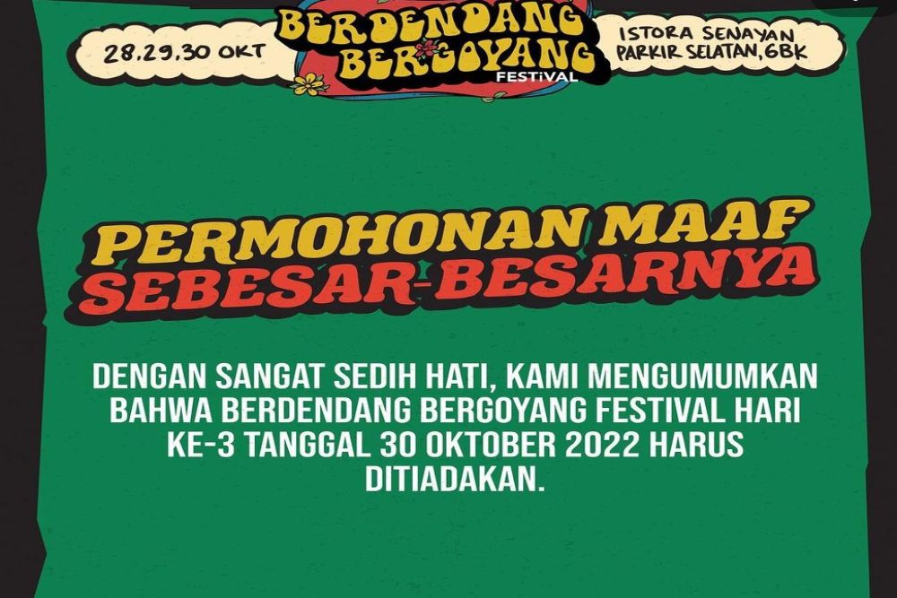 Permohonan maaf penyelenggara Konser Berdendang Bergoyang.