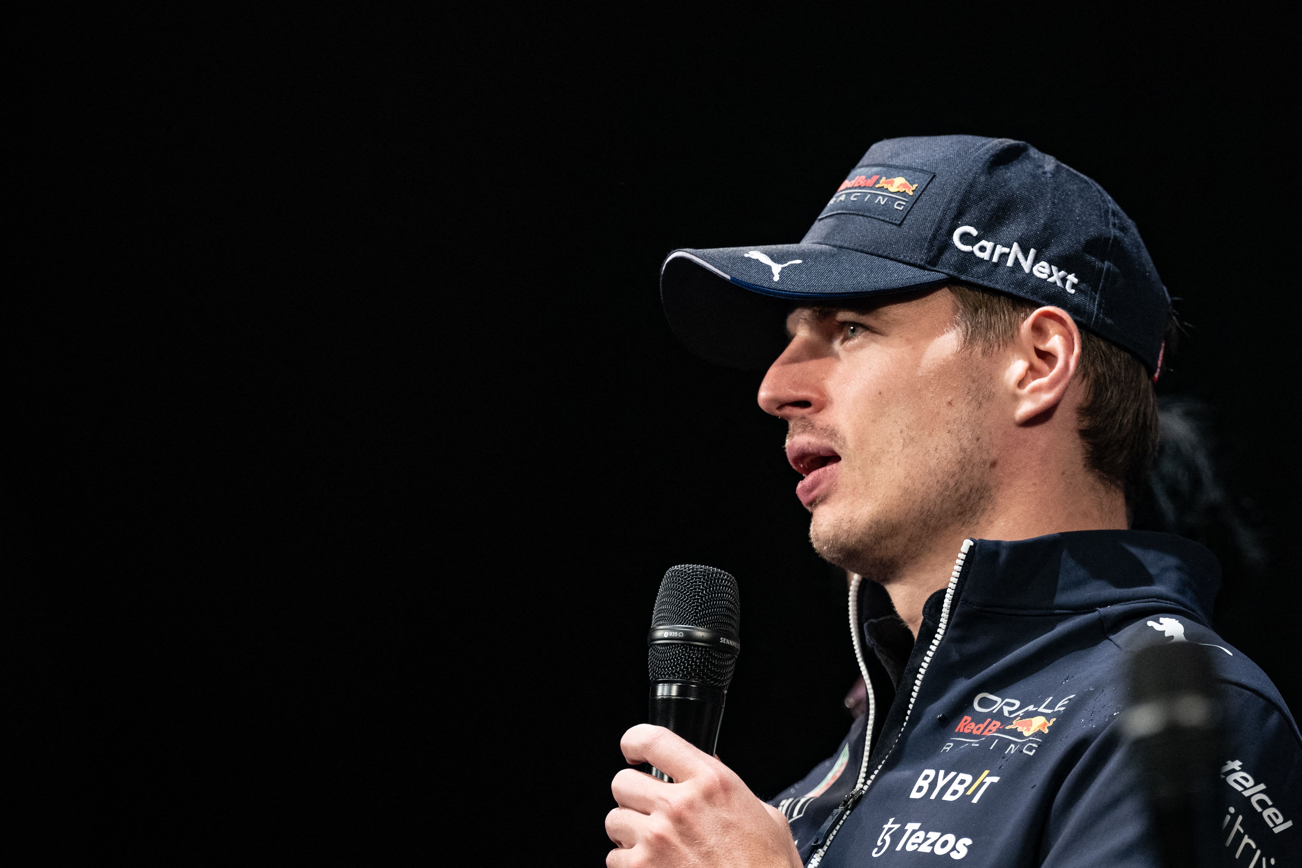 Pembalap Red Bull asal Belanda Max Verstappen pada sesi konferensi pers di Jepang, Rabu (5/10).