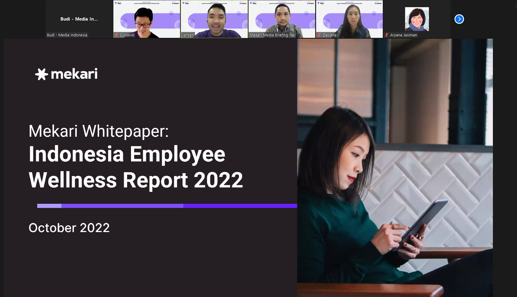 Tangkapan layar konferensi pers Mekari tentang kesejahteraan karyawaan yang terdampak pandemi covid-19.