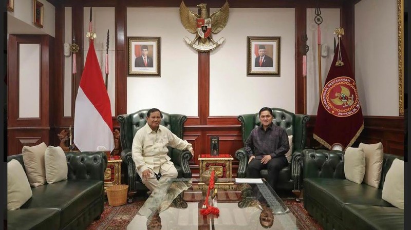 Menhan Prabowo Subianto dan Menteri BUMN Erick Thohir