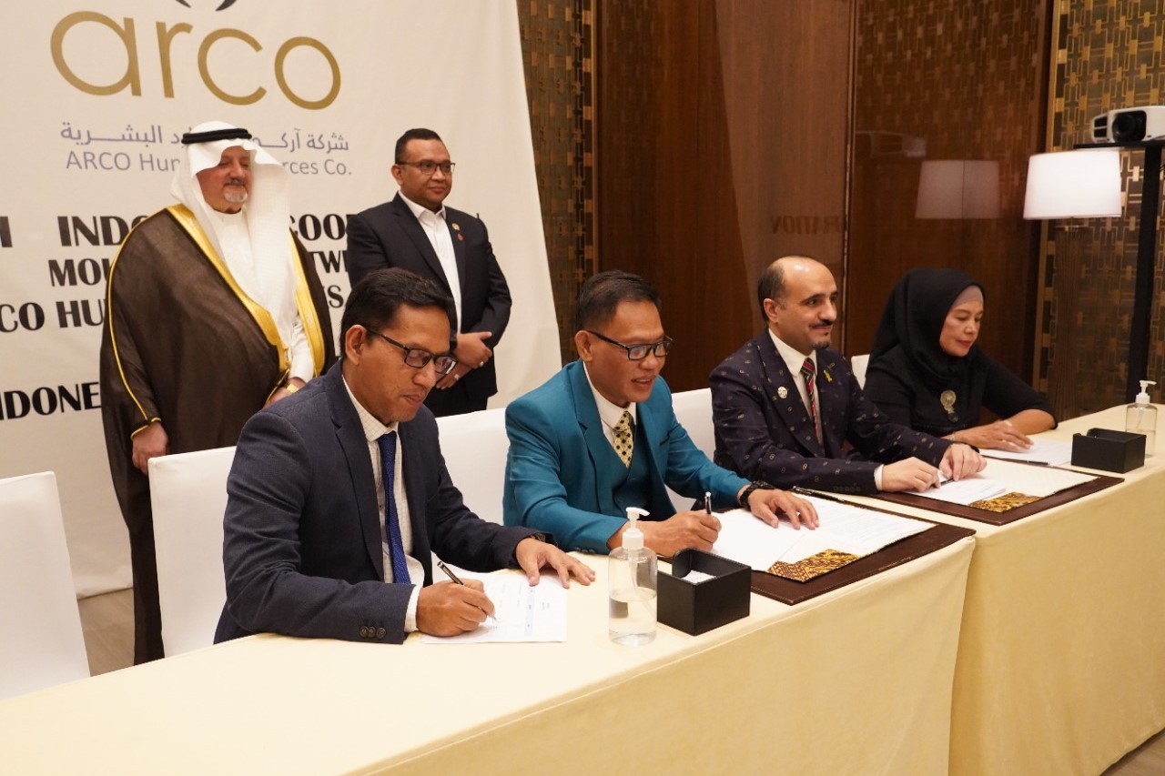 MoU antara puluhan perusahaan penempatan pekerja migran Indonesia (P3MI) dengan perusahaan Arab Saudi, Arco Human Resources Company.