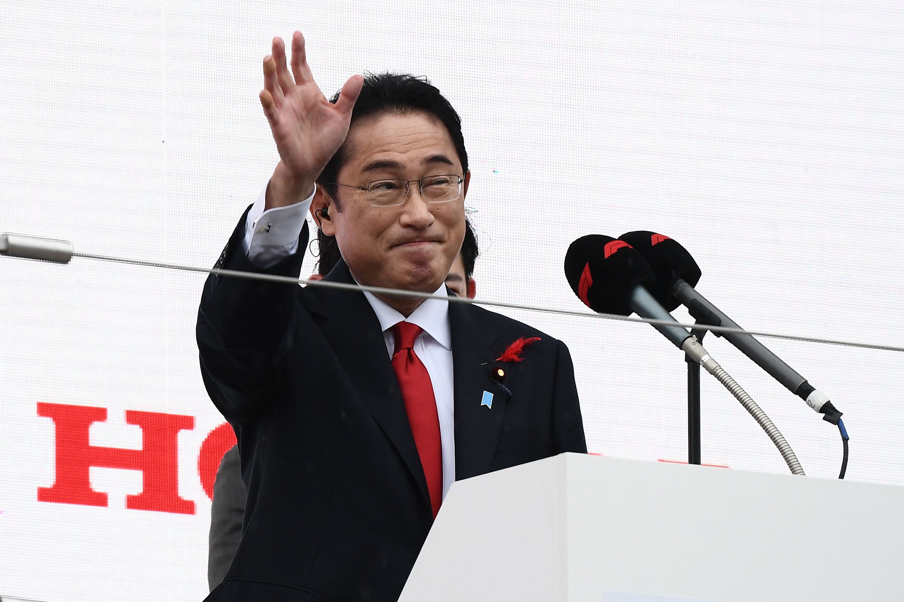 Perdana Menteri (PM) Jepang Fumio Kishida saat menyampaikan pidato.