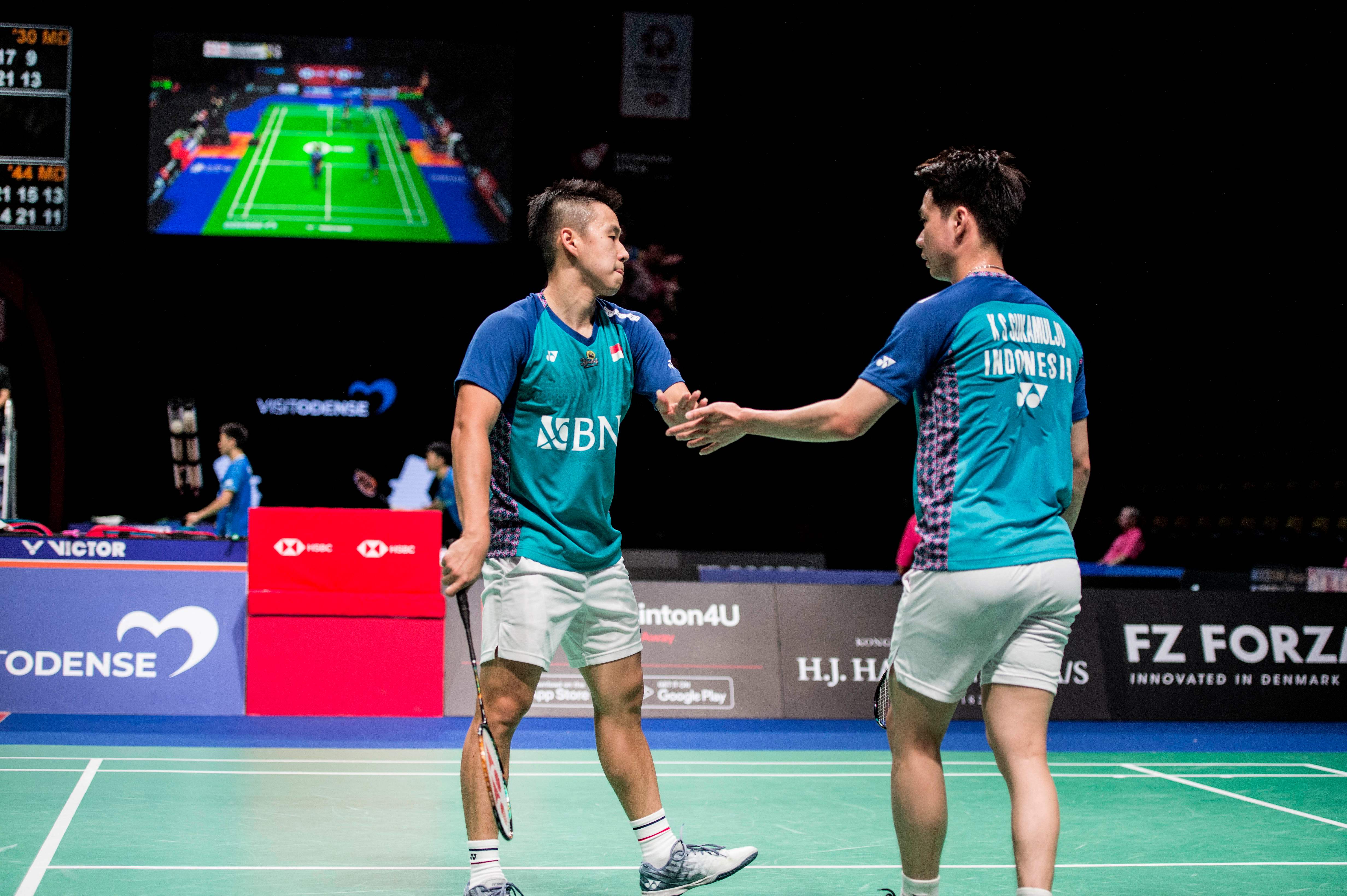 Kevin Sanjaya dan Marcus Fernaldi Gideon di Denmark Terbuka 2022