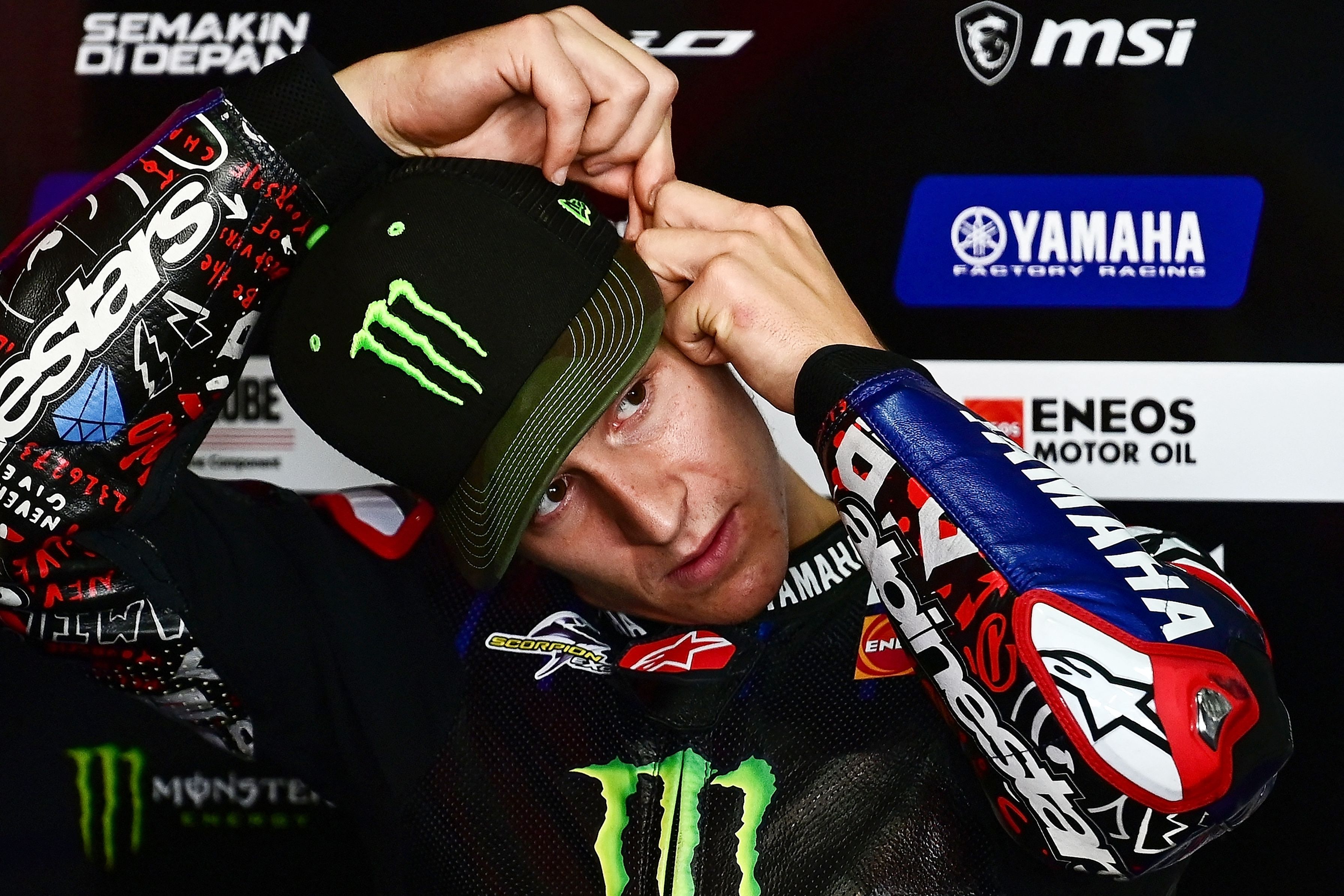 Pembalap MotoGP Fabio Quartararo saat menjalani sesi latihan di GP Thailand.