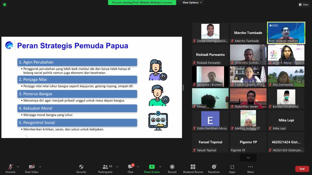 Para peserta webinar seri II bertema 'Pemuda Penggerak Transformasi Digital di Papua