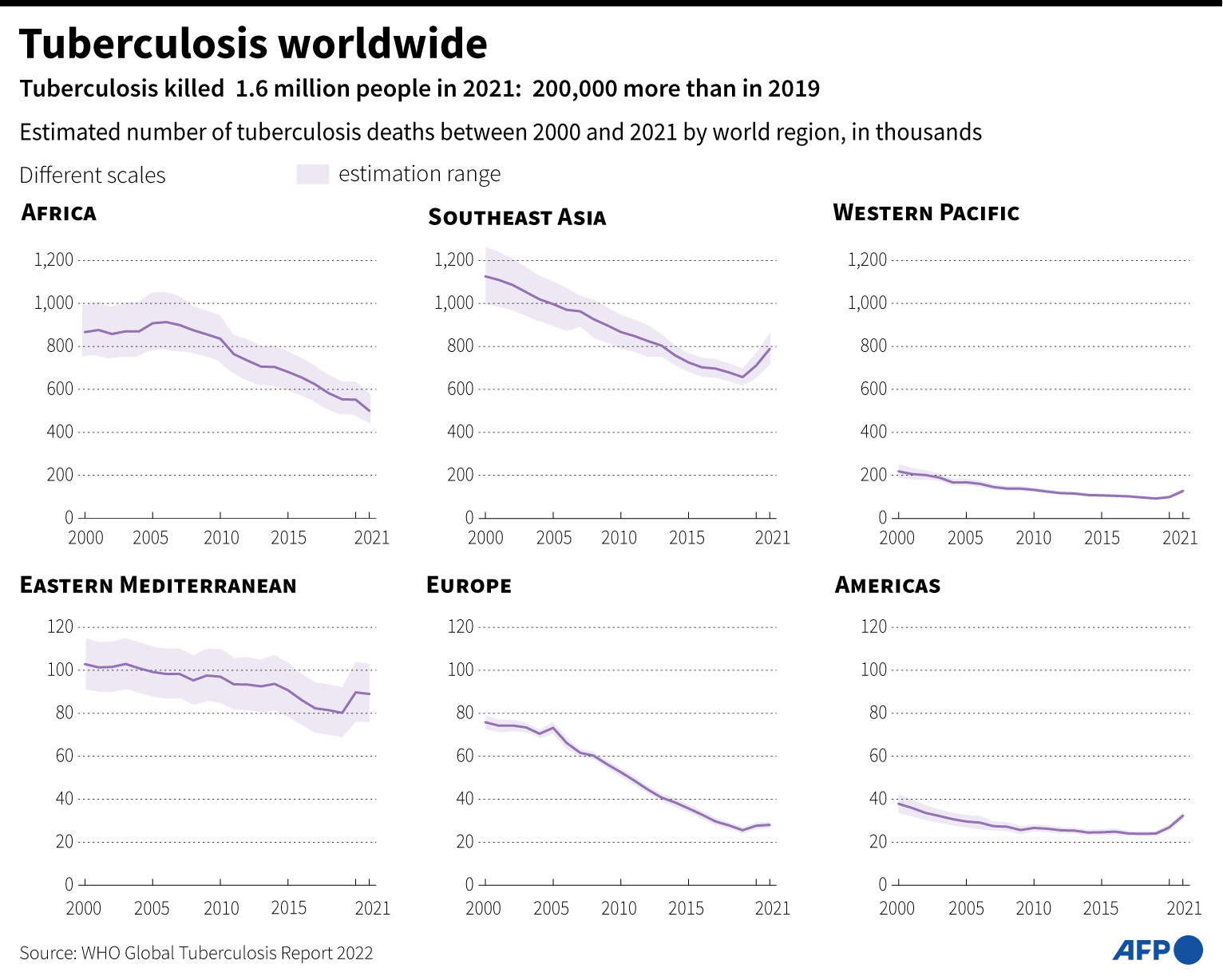 Grafis angka kematian akibat TB di dunia.