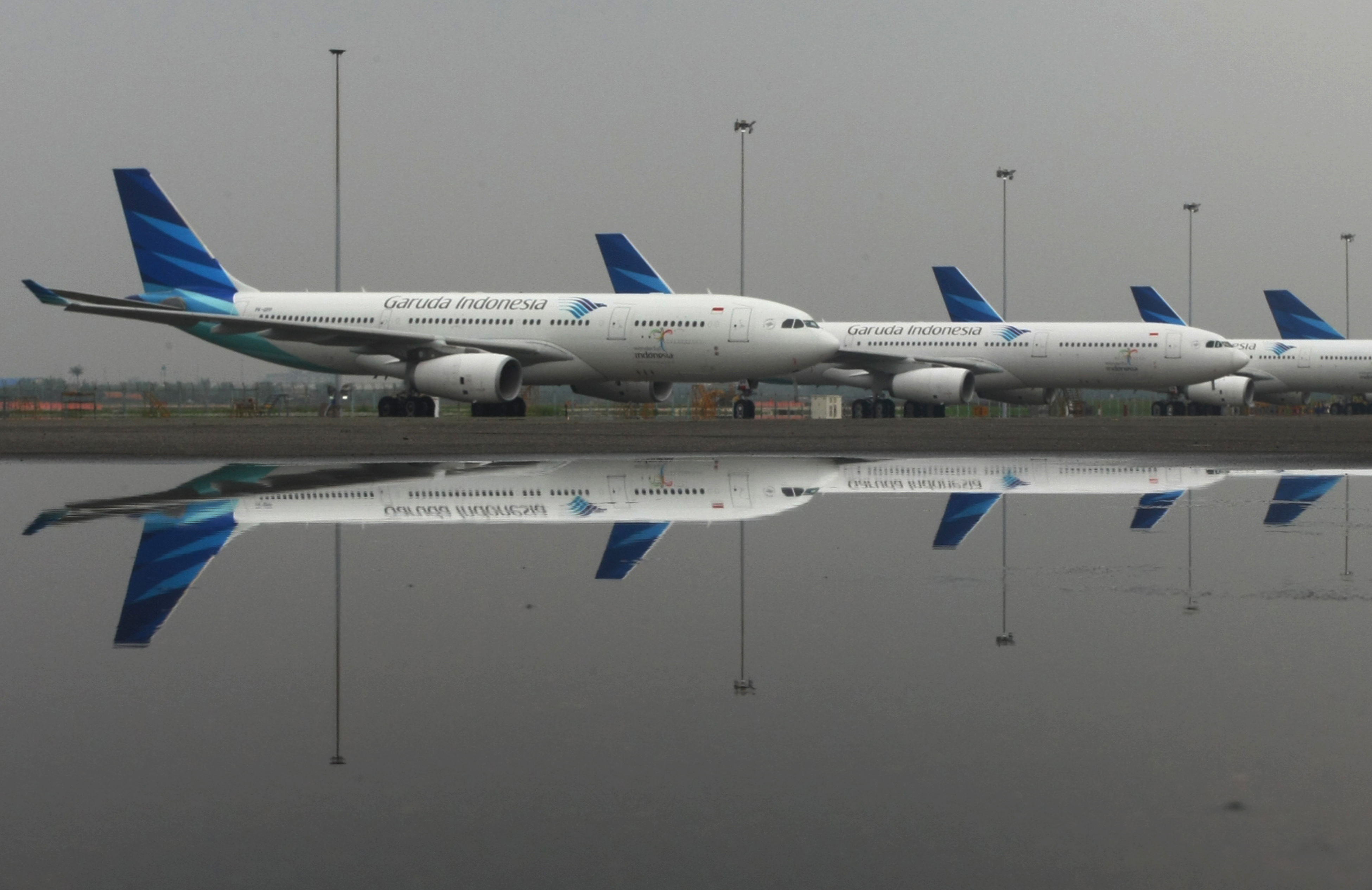 Potret sejumlah pesawat milik Garuda Indonesia.