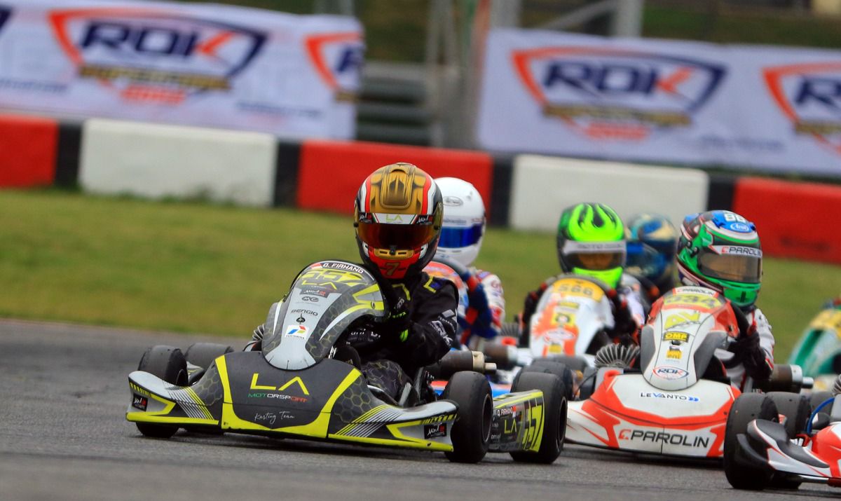 Qarrar Firhand saat mebalap di ajang Rok Cup Super Final, di South Garda Karting Circuit, di Lonato, Italia
