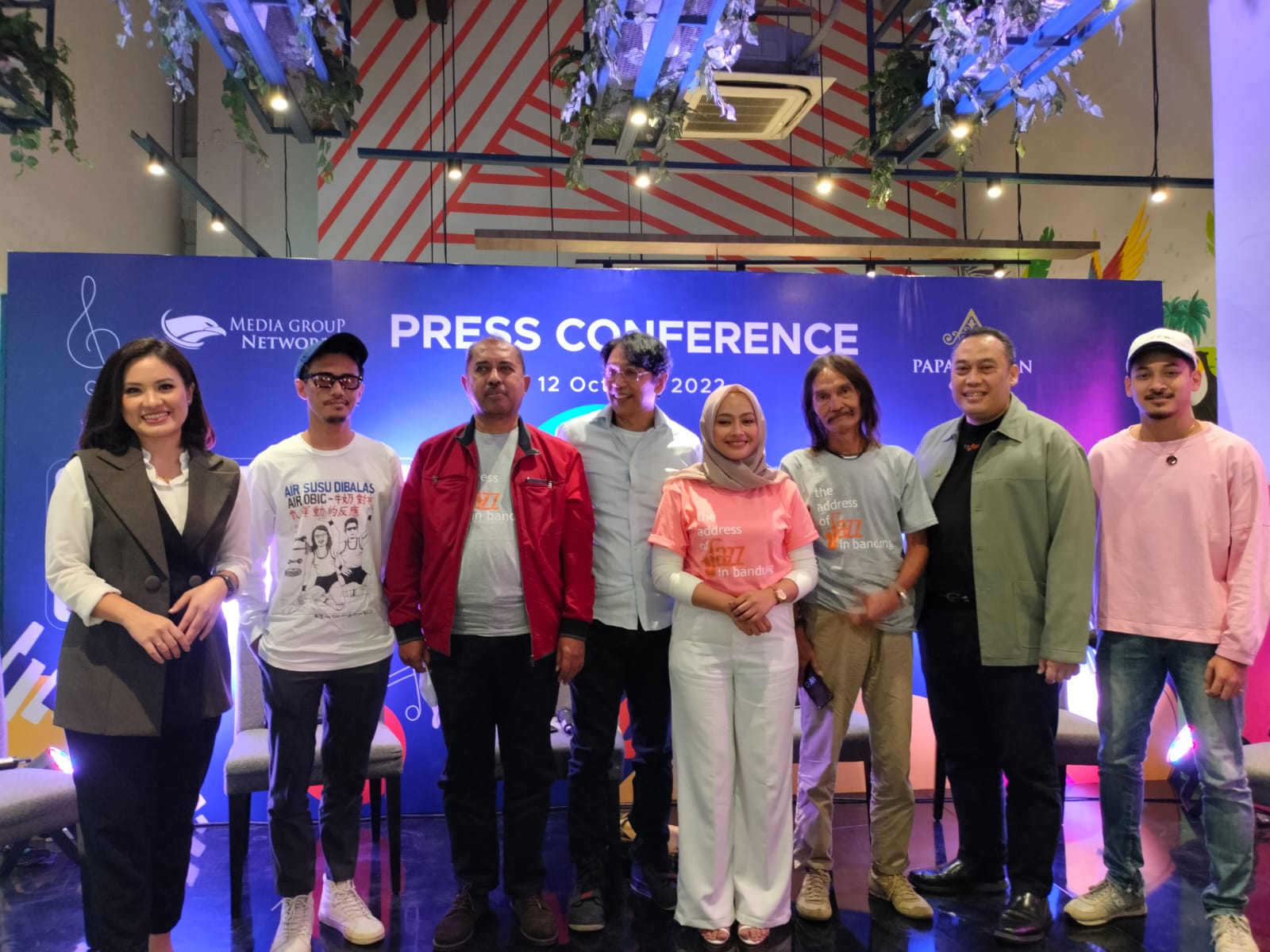Para tamu undangan di konferensi pers TP Jazz 2022 yang digelar di Jakarta Selatan, Rabu (12/10). 