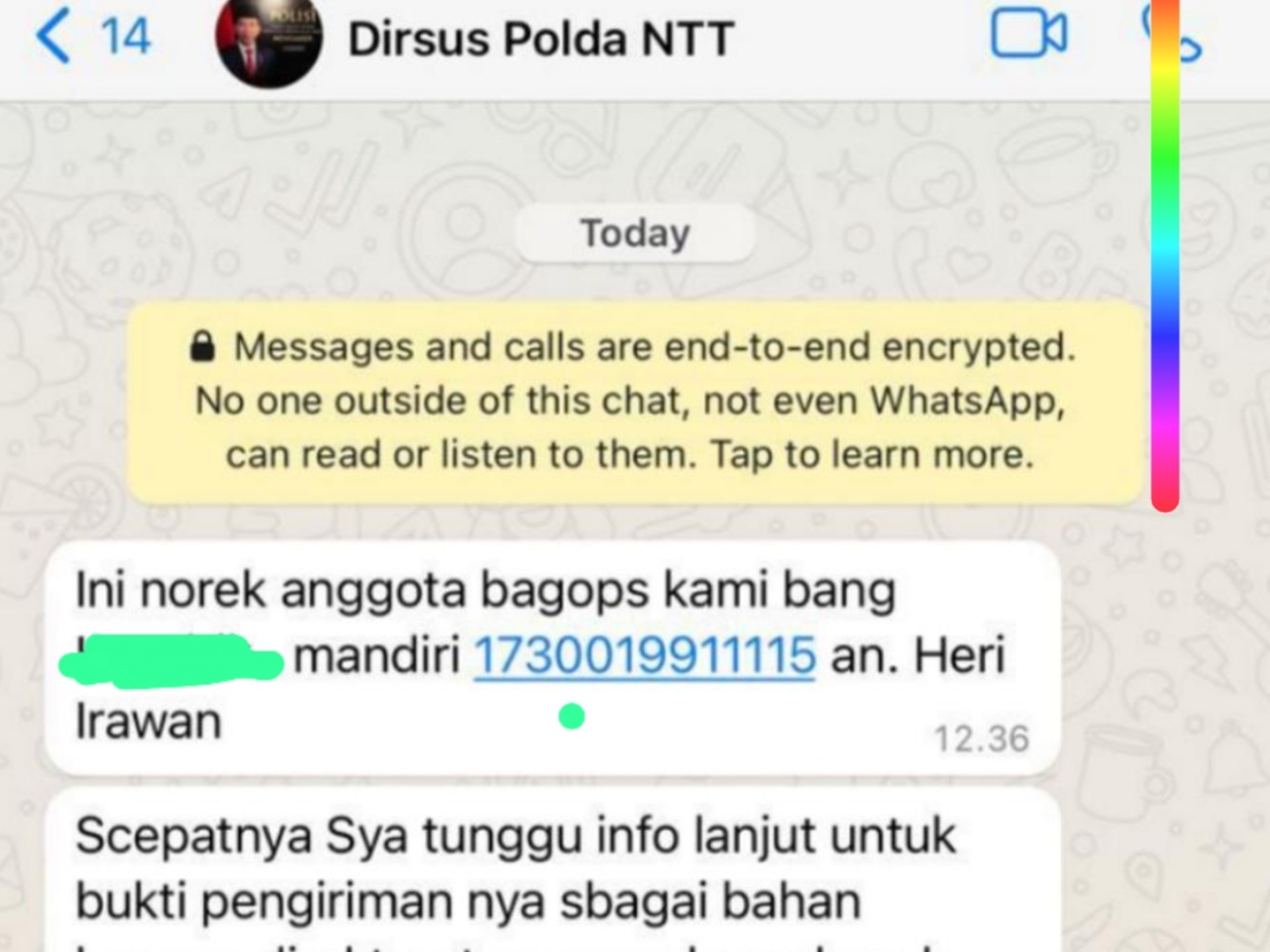 Bukti percakapan Whatsapp. 
