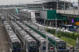 Kereta MRT Jakarta berada di Depo MRT Lebak Bulus.