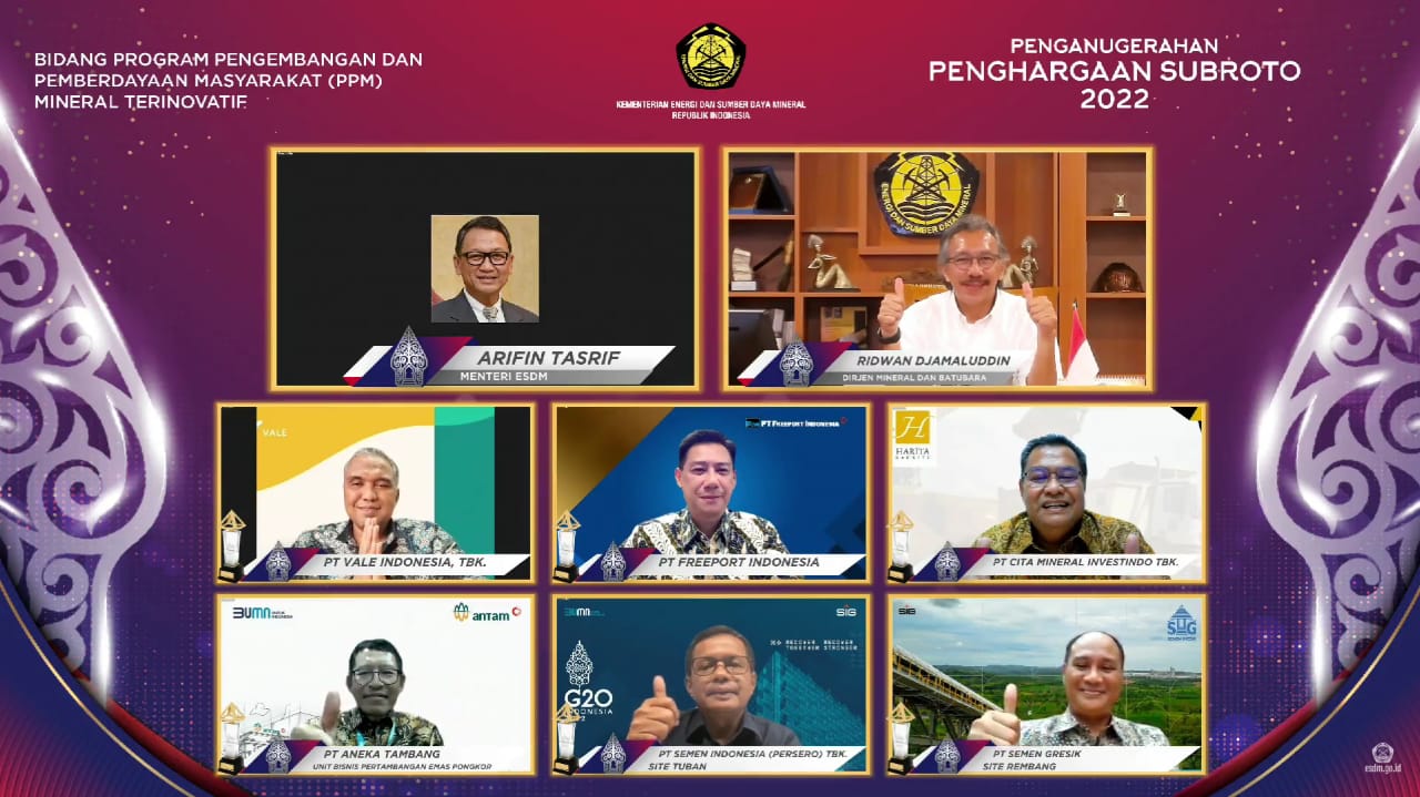 Penyerahan Subroto Awards 2022 dari Kementerian ESDM yang dilakukan secara virtual