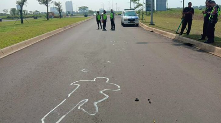 TKP kecelakaan bos waralaba Indomaret di Tangsel. 