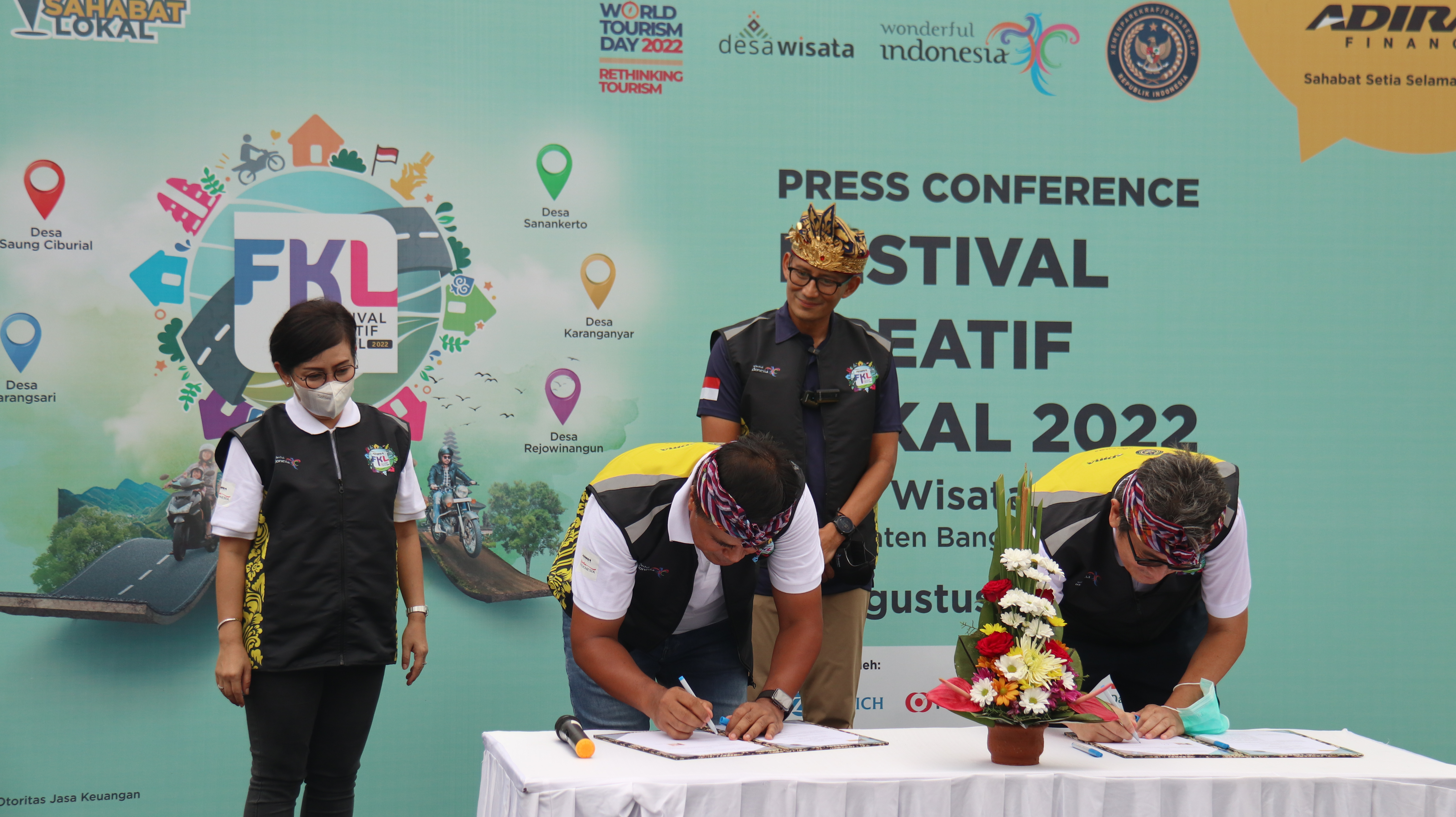 Acara konferensi pers Festival Kreatif Lokal di Kabupaten Bangli, Bali, beberapa waktu lalu dan Menparekraf Sandiaga Uno turut hadir.