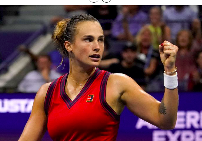 Petenis Belarus Aryna Sabalenka saat bertanding di turnamen AS Terbuka 2021.