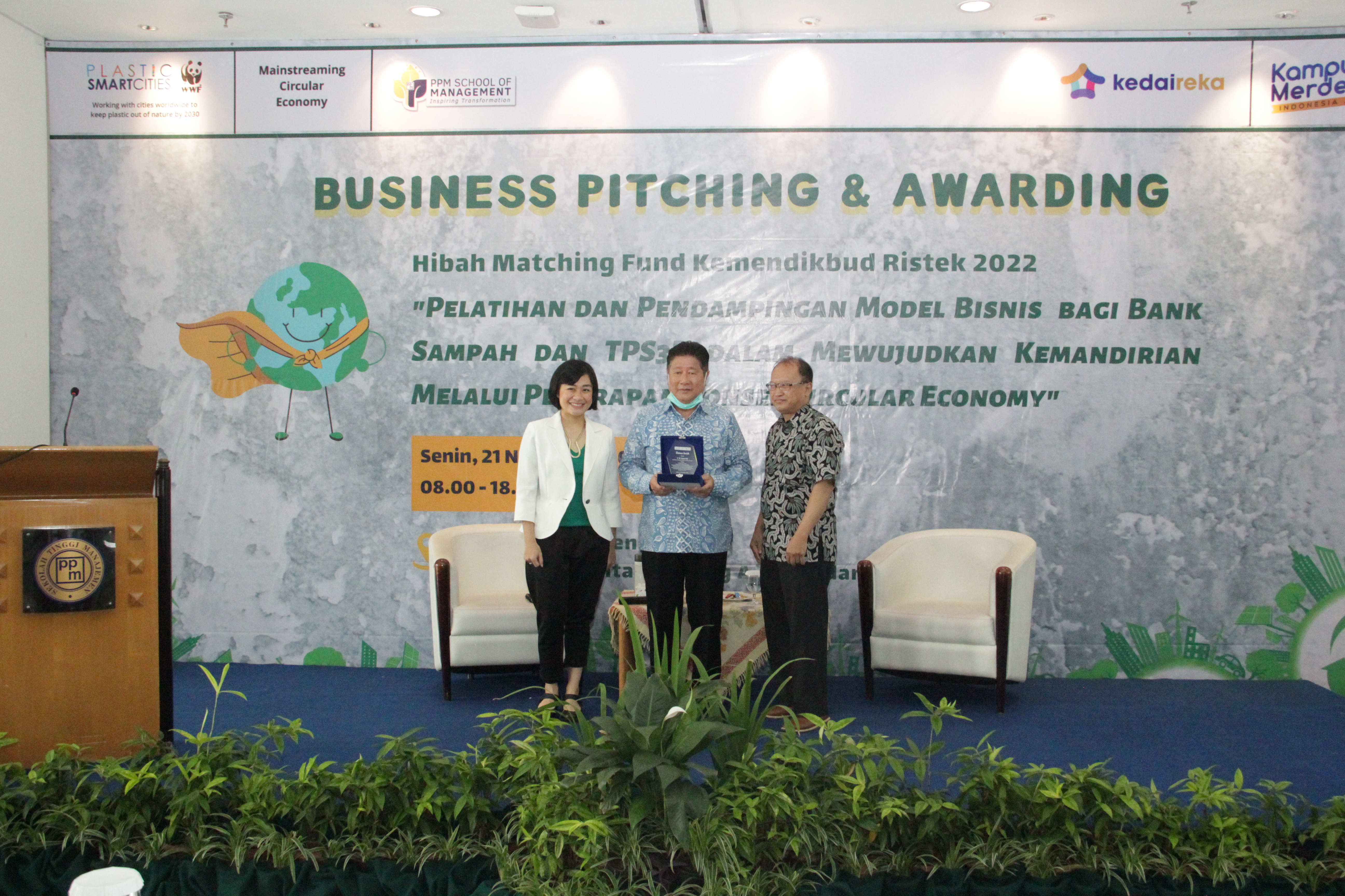 Acara puncak Business Pitching dan Awarding yang dihadiri semua tim, dosen dan mahasiswa di Kampus STM PPM, Jakarta, Senin (21/11). 