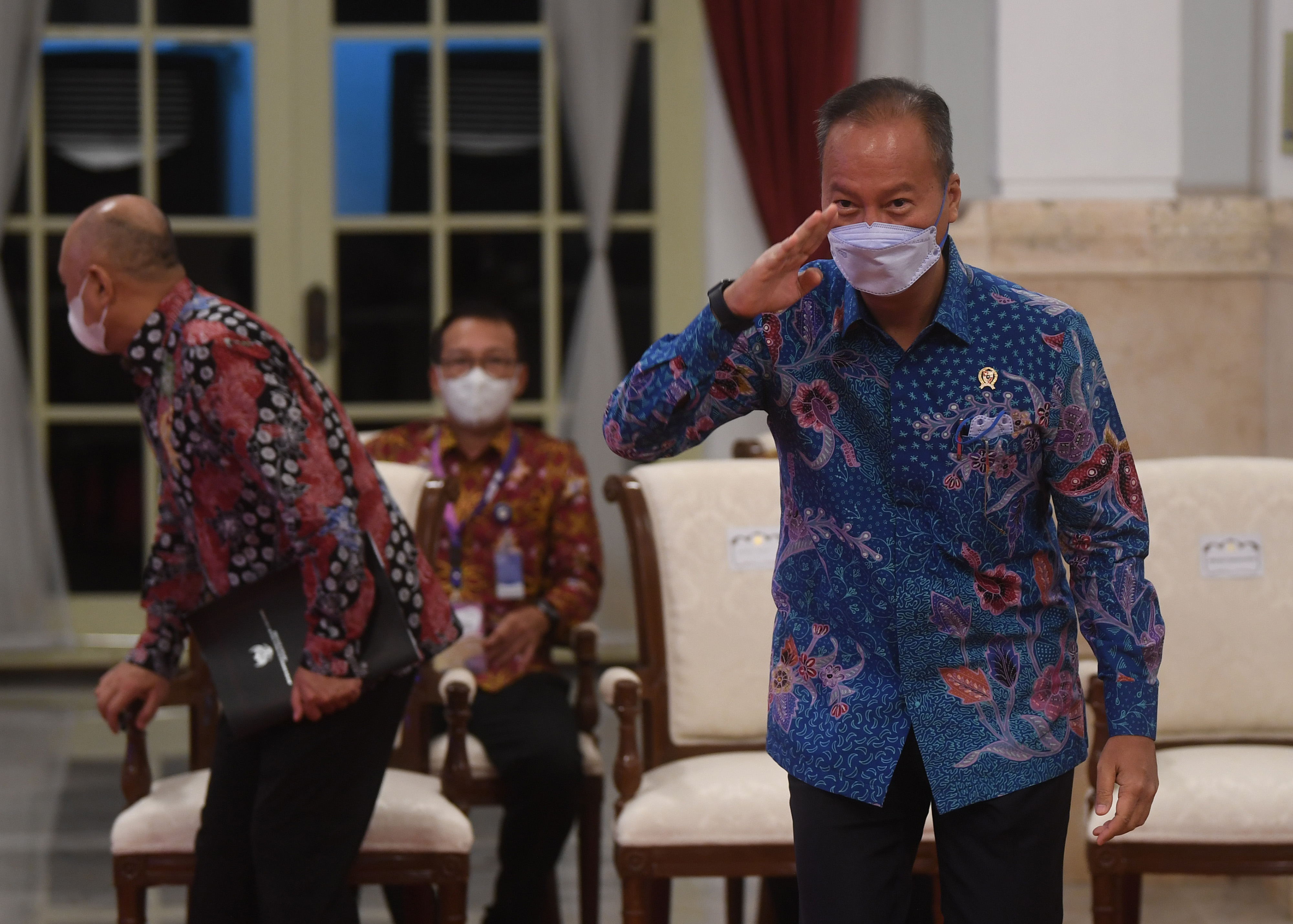 Menteri Perindustrian Agus Gumiwang Kartasasmita tiba untuk mengikuti Rakornas di Istana Negara  Selasa (14/6/2022).