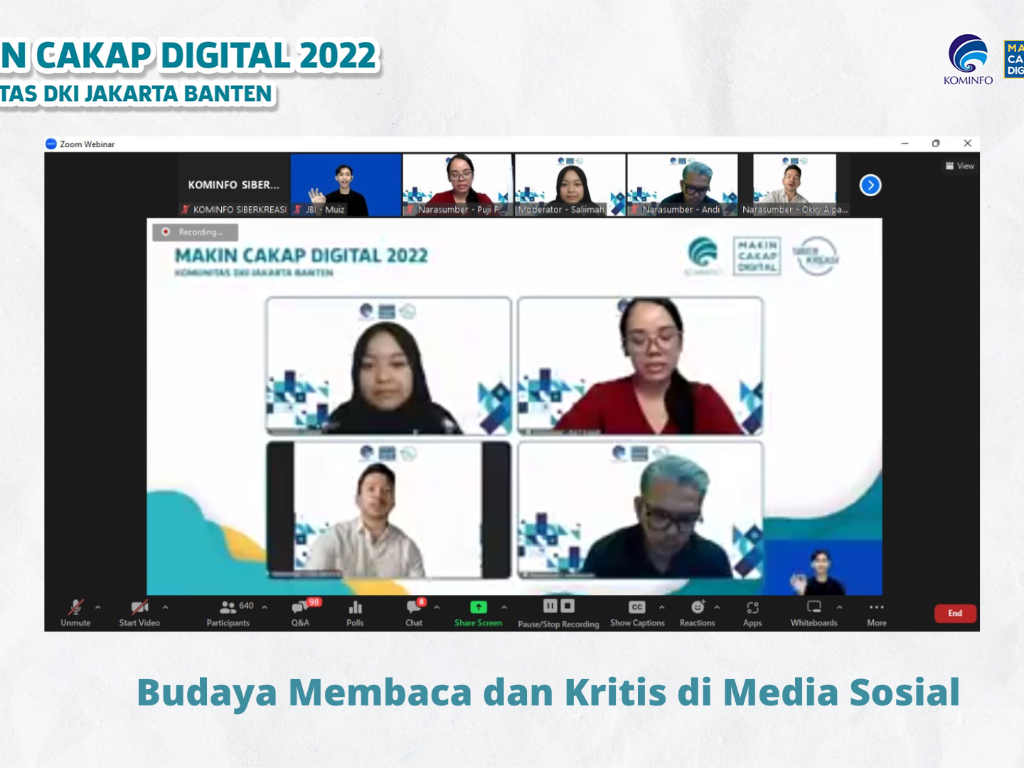 Budaya kritis dan membaca di ruang digital sangat diperlukan agar kita tidak termakan informasi bohong di media sosial. 