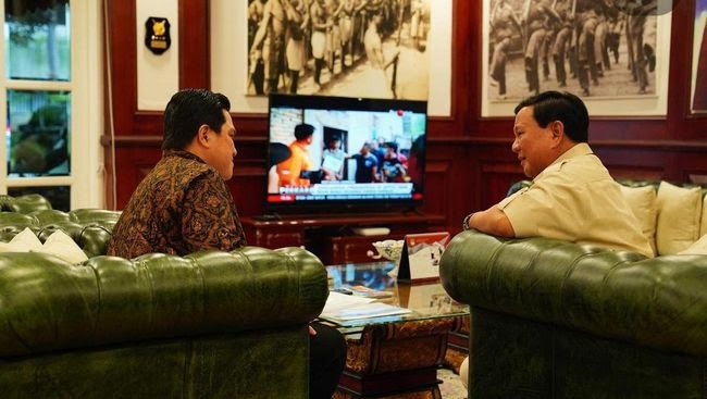 Menhan Prabowo Subianto dan Menteri BUMN Erick Thohir