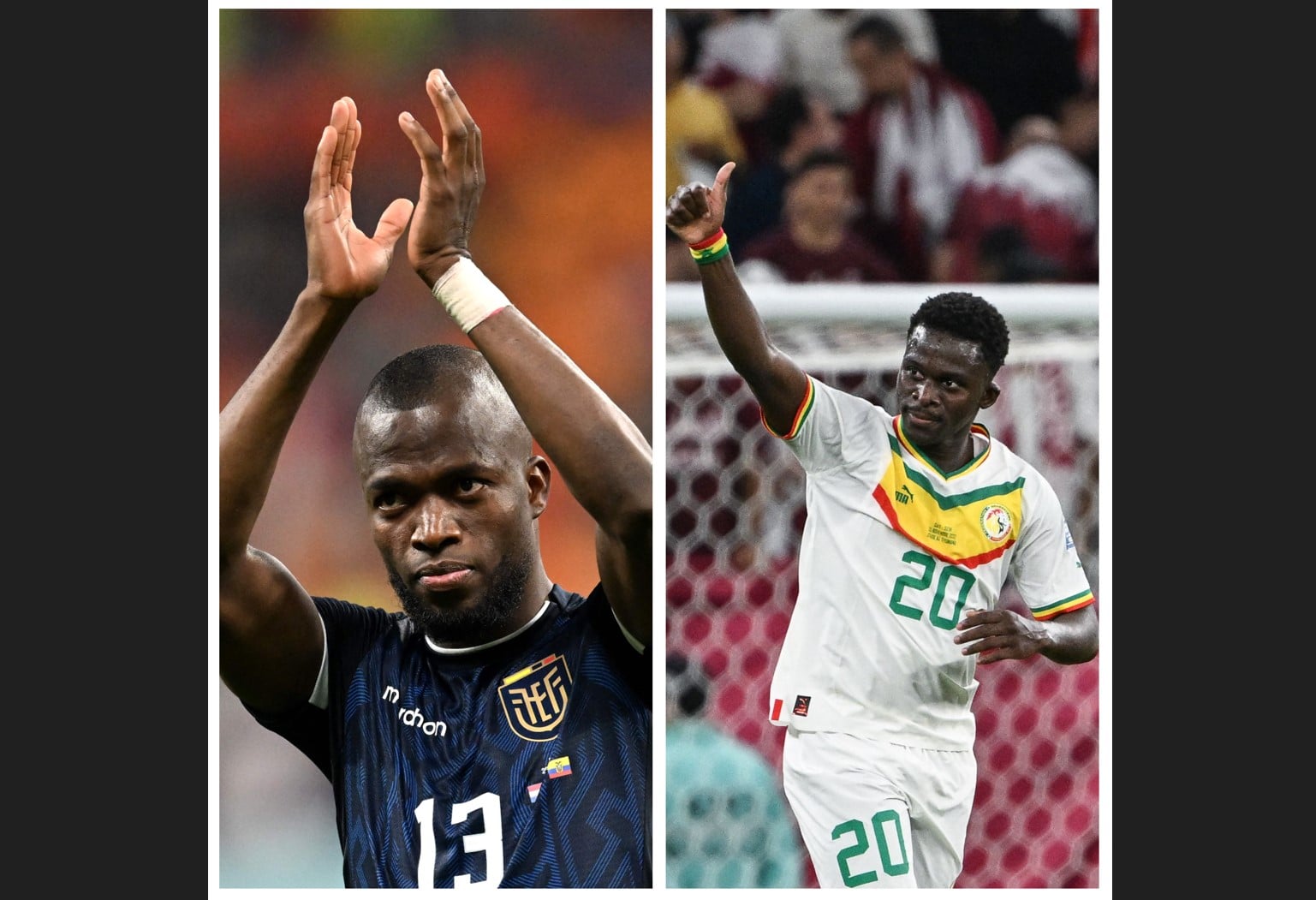 Penyerang Ekuador Enner Valencia (kiri) dan striker Senegal Bamba Dieng